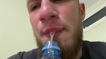 Hunky time: Alpha Fills a Bottle with His Saliva(snot)
