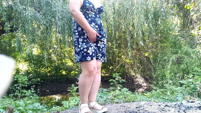 OurFetishLife: Peeing standing through pink panties in nature