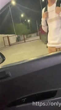 Cruising Uber Fucks a College Student Bareback in the Car and Cums Inside His Ass Outdoor