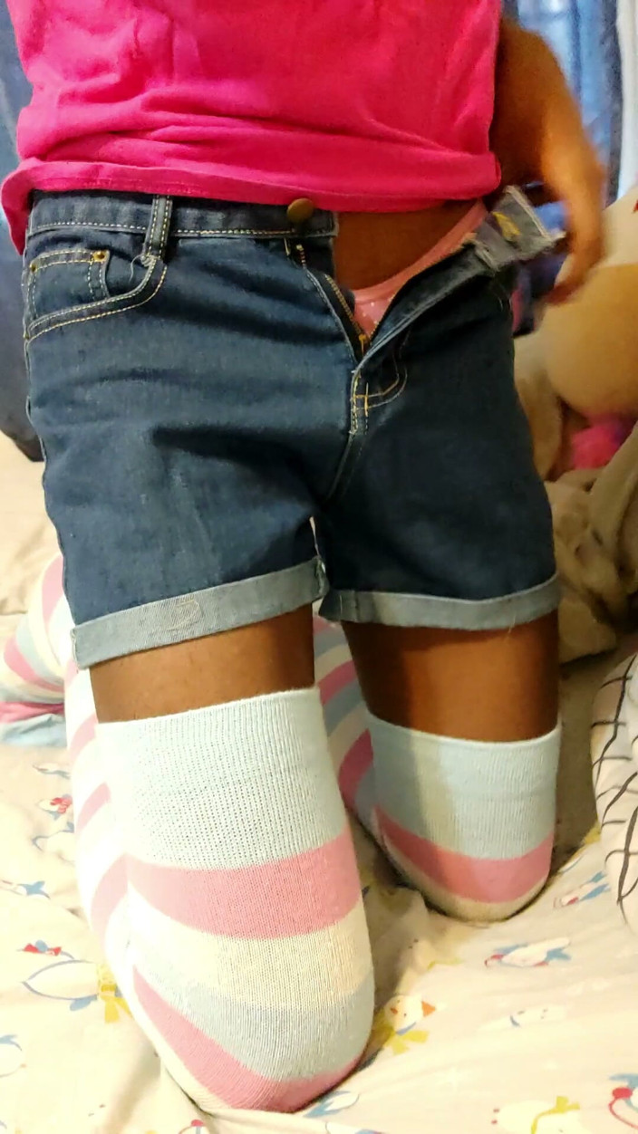 PawgrammerSocks: Black Femboy Shows You His Panties Bulge and Ass