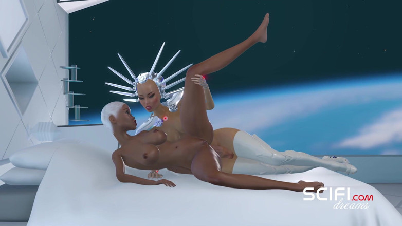 3dxpassion-transgender: Desiderio di fantascienza. La donna di colore viene scopata da...