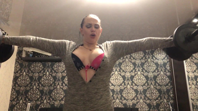 Goddess Misha Goldy: Strong workout &amp; muscles worship! Motivation &amp; domination in sexy body suit!