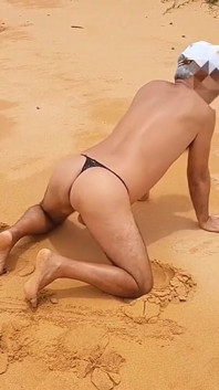Ladysilva Crossdresser on the Beach in Panties What a Hot Ass
