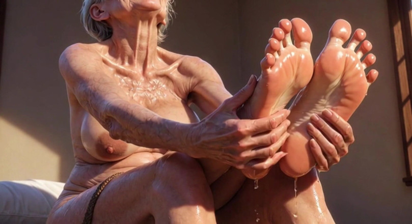 Anime Hentai: Old Granny Enjoying Oil Foot Massage - Desperate for Tongue in...