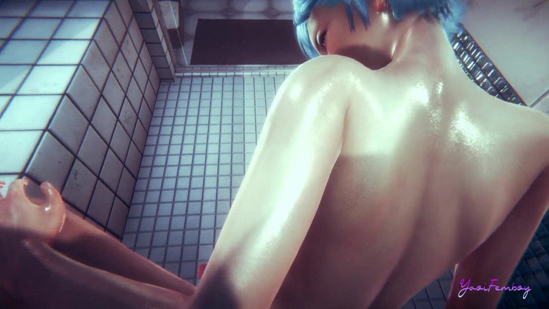 Yaoitube: 샤워 중 자지와 바레백을 빨아주는 Yaoi Femboy POV Blue