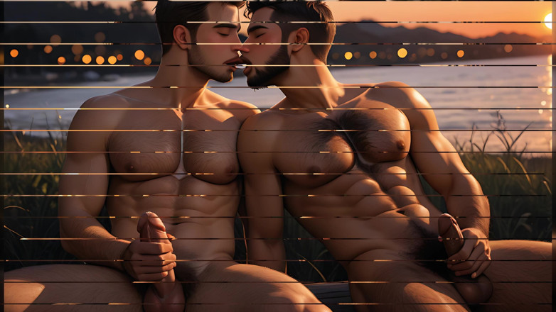 LustMen: Lustmen stocky hombre desnudo masturbación mutua en el asiento trasero...