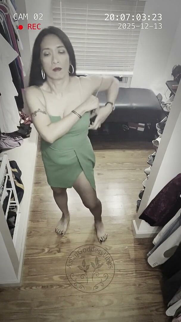 asiangoddess: Dressing Room Cam That Green Dress