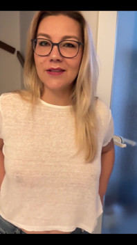 Going to Frankfurt Now Without a Bra and with a Sheer Top
