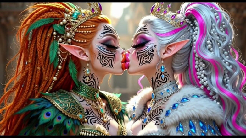 Hot girl dancing: Beautiful Elves Princess Kissing, Ai Animation