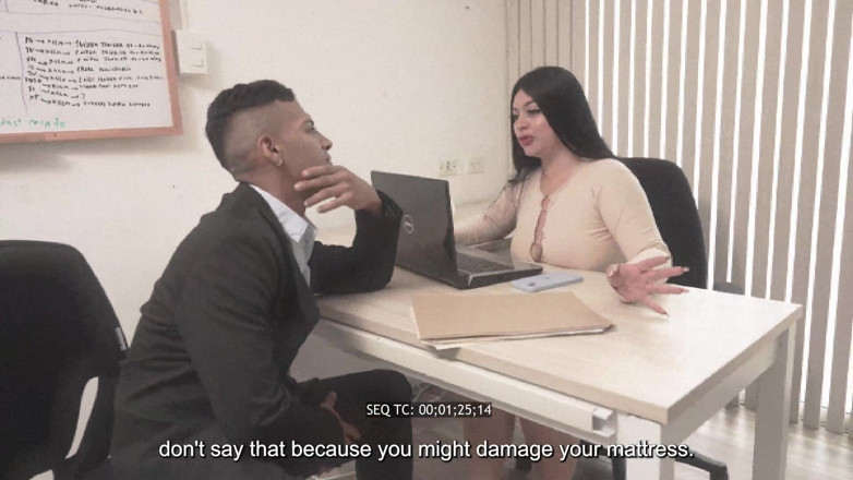 JuanBustosTV: Busty Brunette Executive Seals the Deal with a Huge Cock