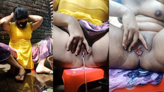 ModernBeauty: Wanita Bangladesh yang menakjubkan mandi di bilik air terbuka dan...