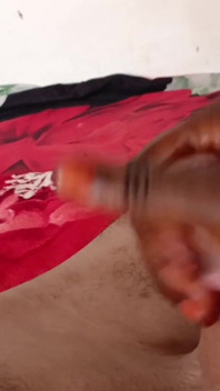 Ebony Jerking off Her White Cock