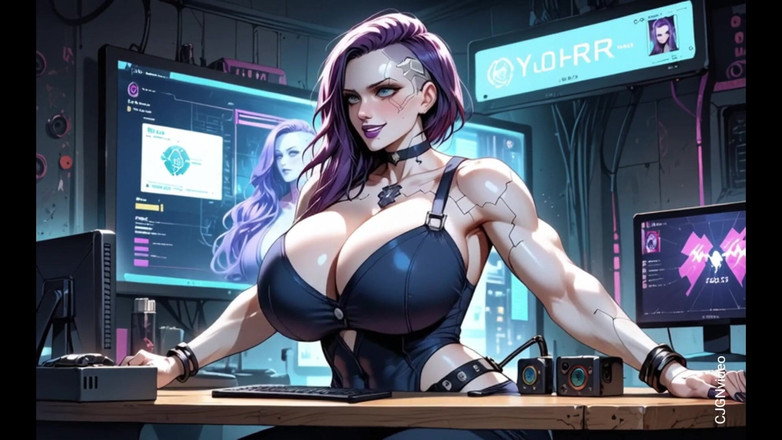 Hot girl dancing: Cyberpunk Dívka se svléká v kanceláři (ai Animation)