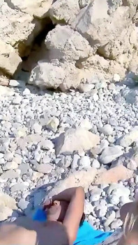 The blonde milf Debora met her stepbrother on the beach for a swim