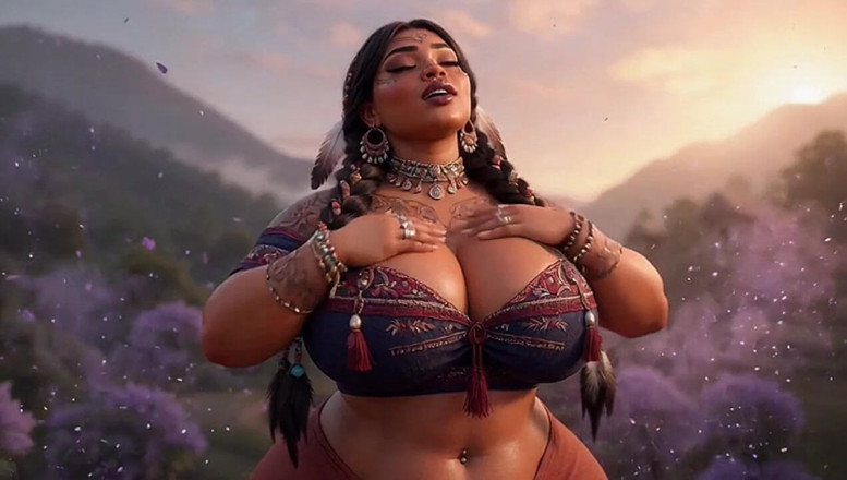 Animate golden: Curvilínea india tribal grandota se desnuda y muestra enormes tetas...