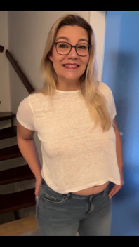 Going to Frankfurt Now Without a Bra and with a Sheer Top