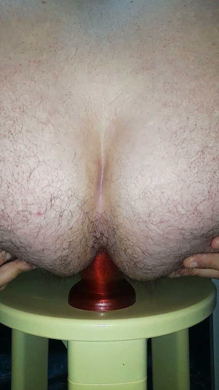 Xauencaliente: Super Wide Red Dildo Fucking My Ass All the Way...