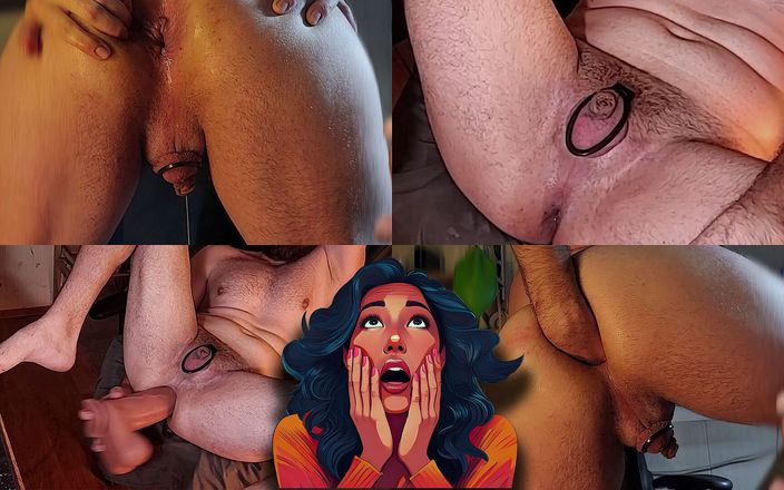 Anal orgasm: Fisting in castità fufu dopo un dildo gigante