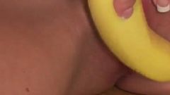 Divinity Love brunette teen with natural tits loves to masturbate with a banana