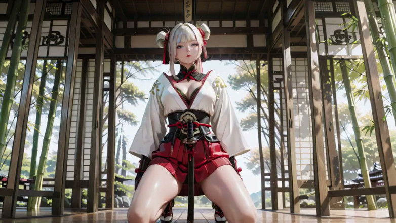 Seraphina Vale: Red &amp; White Kimono Warrior!