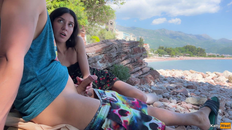 Katty West: Arriscado pau ao ar livre se exibindo na praia - eu...