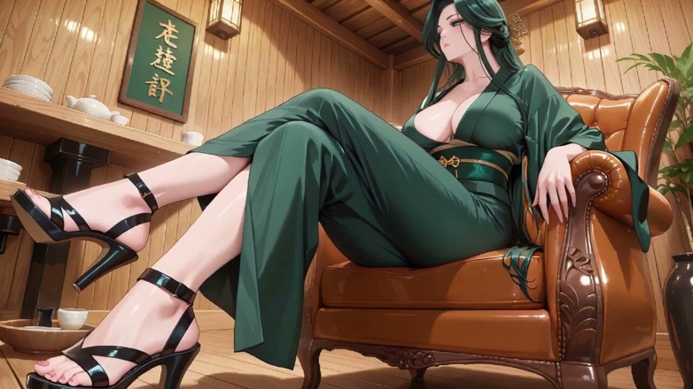 Tay Swift X: Deep Green Kimono! Private Shrine Stroll, High Slit Accidents!