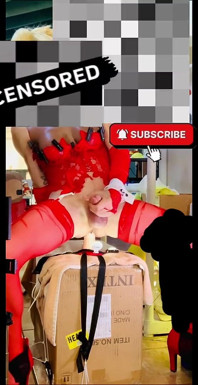 Red Lingerie Shemale Riding Big Cock