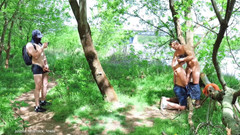Nick Lewis: Caught Sucking in the Woods - Unexpected Threeway with a Stranger