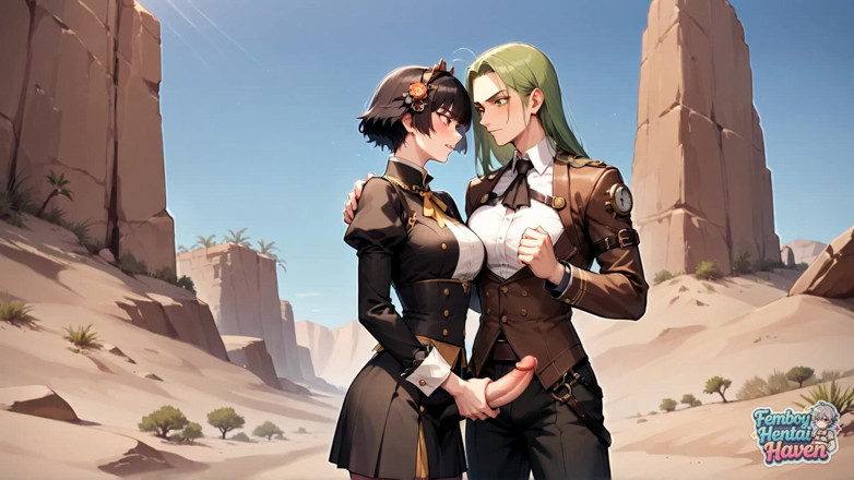 Femboy Hentai Haven: 트랜스젠더 사막 사정 광경! 쩌는 핫한 포르노 비디오에서 섹시한 괭이를 따먹는 누드 펨보이!