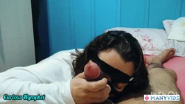 Curiosa diosa enmascarada, gran culo, mamada en el coño, follando con preñada comiendo semen