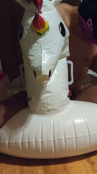 สาวโคกแห้งบนยูนิคอร์นเป่าลมของฉัน