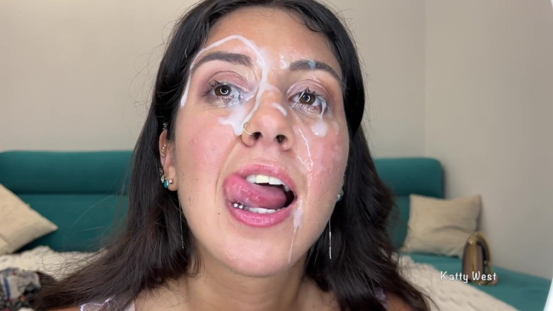 Katty West: Compilație facială. Compilație de spermă pe față și pe gură