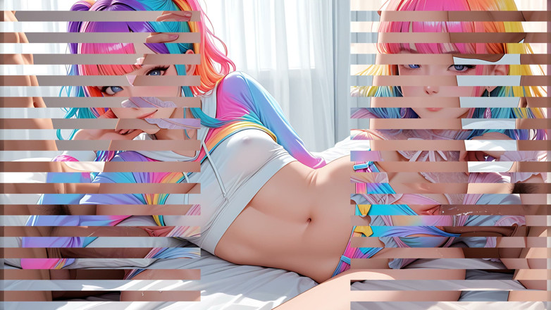 LustRender: Rainbow Hair Beauty in Frilly Outfit Taking Deep Penetration From...