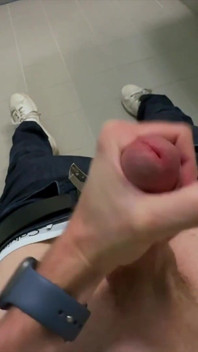 Public Toilet Horny Jerk off & Cumshot