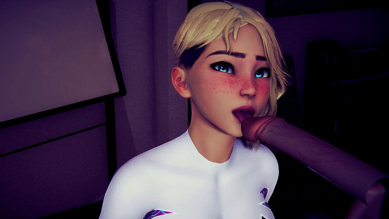 Waifu club 3D: 그웬은 물이 될 때까지 자지의 머리를 핥아