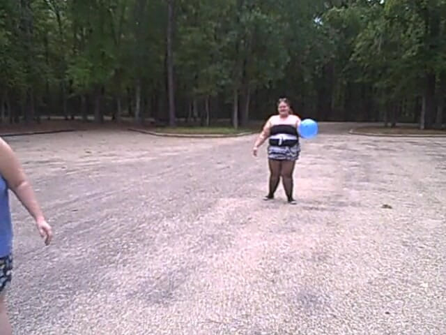 BBW nurse Vicki adventures with friends: BBW gals play volley ball with balloons