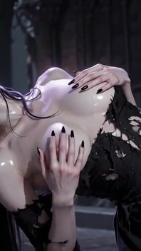 Ai Hentai - une bombasse gothique sombre fait un show en solo, taquine, déshabille la NSFW