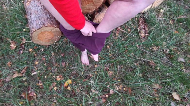 Bouncy Tits Action: Completely Naked Tit Punishment in the Woods