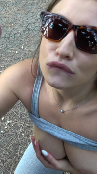 Man watching the girl as she practices yoga, public blowjob in a park, 4К!