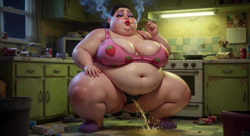 YOUR BEST FANTASY: Smoking Pregnant BBW Pisses on Floor - Horny with Massive Belly