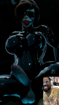 Mei Is a Tasty Sexy Futa Cock Pre-cumming BDSM Latex Ball Gag Blindfold Wearing Queen