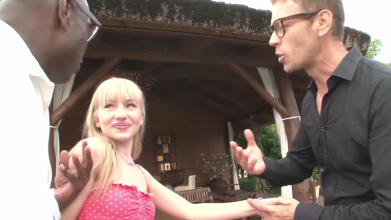 Backdoor Films: Blonde chick is getting fucked in an interracial threesome