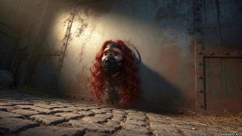 Gagged AI Cartoons: In der wand stecken