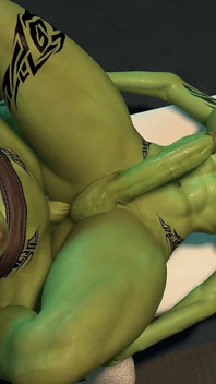 Threesome with Three Horny Shemale Space Orcs