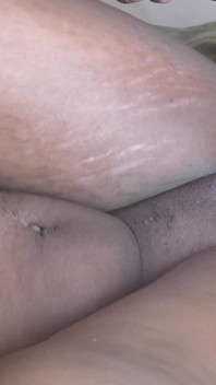 Close-up - Big White Cock Impregnates Black Shaved Pussy