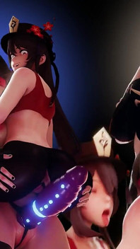 Hutao X Beidou Strap on Sex Genshin Impact Dragon Dildo Bad Dragon