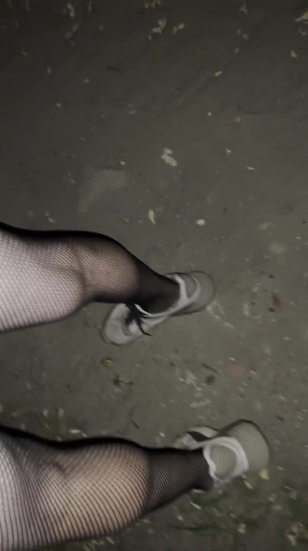 Apomit: Night walking in pantyhose close road teen boy flash no...