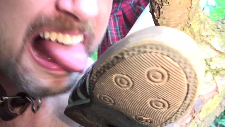 Foot Girls: Slave licks clean dirty shoes