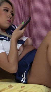View Under the Desk, Tanned Busty Miniskirt Student Uniform Girl's Natural Tits, Big Ass, Thighs, Legs, Thong Panties, Camel Toe
