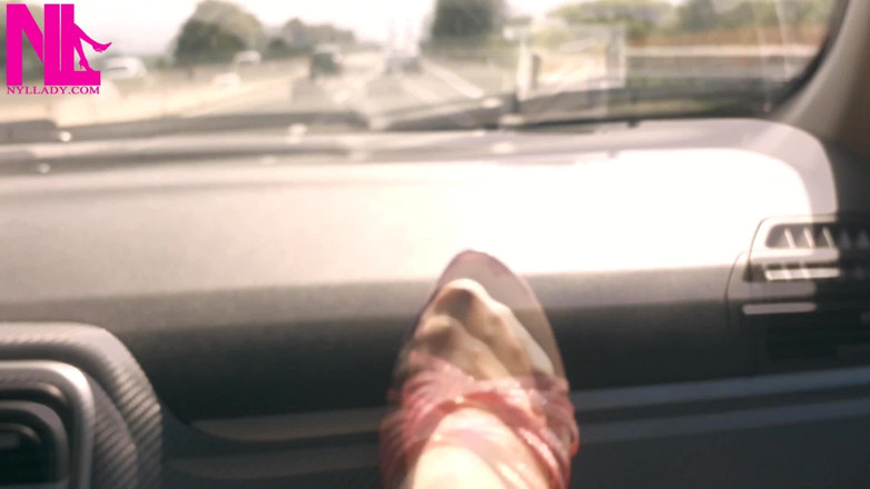 Nyllady: Dangling on the Passenger Seat in the Car